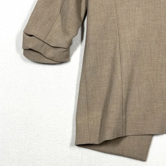 Babaton Power Blazer Womens 4 Neutral Taupe Brown Open 3/4 Ruched Sleeve Career - Picture 10 of 15